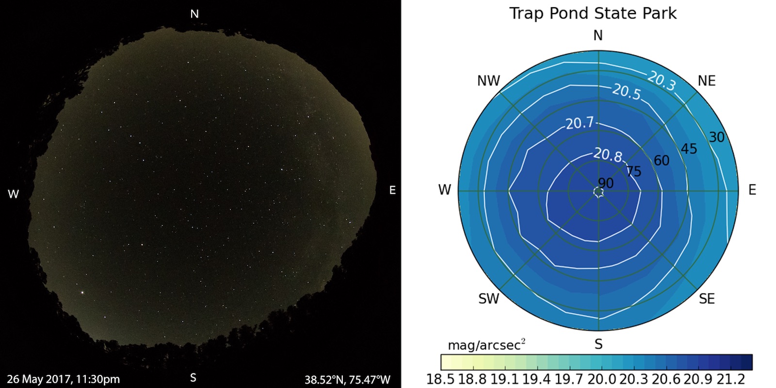 Trap Pond Light Pollution Map